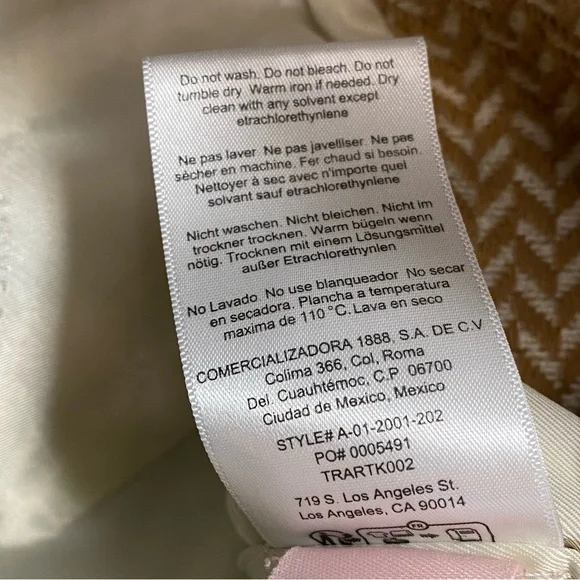 Anine Bing Fishbone Double Breasted Blazer Jacket Large Tan Cream Beige Wool S - Picture 11 of 11